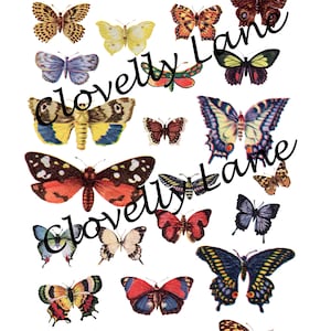 Butterflies vintage dictionary pages DIGITAL DOWNLOAD featuring butterfly definition & images for instant printable for art craft journals