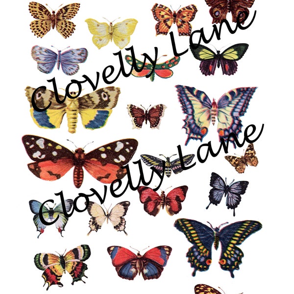 Butterflies vintage dictionary pages DIGITAL DOWNLOAD featuring butterfly definition & images for instant printable for art craft journals
