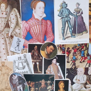 Vintage papier Middeleeuwse Elizabethaanse Renaissance Jacobijnse Stuart tijdperken 15e 16e 17e eeuwse afbeeldingen tekst voor kunst ambachtelijke collage tijdschriften