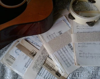 bookbinding supplies sydney Vintage paper musical theme pages from old sheet music hymn text books ephemera for art craft journal scapbooks collage decoupage cards