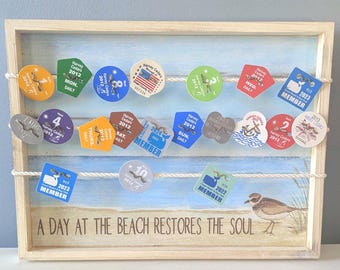 Beach Badge Holder, Jersey Shore Beach Badge Display, Beach Tag Collection Display, A Day At The Beach Restores The Soul,  NJ Gifts