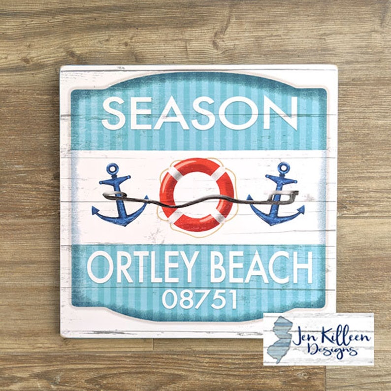 New Jersey Beach Badge Sign Ortley Beach NJ Beach Sign New Etsy