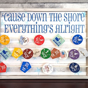Beach Badge Display, Cause Down the Shore Everything&#39;s Alright Beach Tag Holder, Beach Badge Collection, Springsteen, Jersey Shore Gift