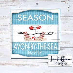 Avon by the Sea Beach Badge Sign, Custom Town Beach Badge sign, NJ beach decor, Exit 98, custom town sign, Jersey Shore Gifts, personalized