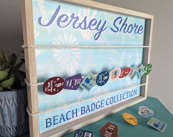 Beach Badge Holder, Jersey Shore Beach Badge Display, Beach Tag Collection, Jersey Shore Gifts, Summer Badge Holder, New Jersey Wall Art