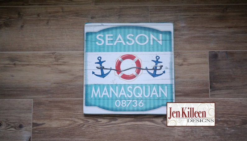 Jersey Shore Manasquan Beach Badge Wood Sign Jersey Shore Art Nj Beach Decor Town Signs Beach House Sign Manasquan Nj