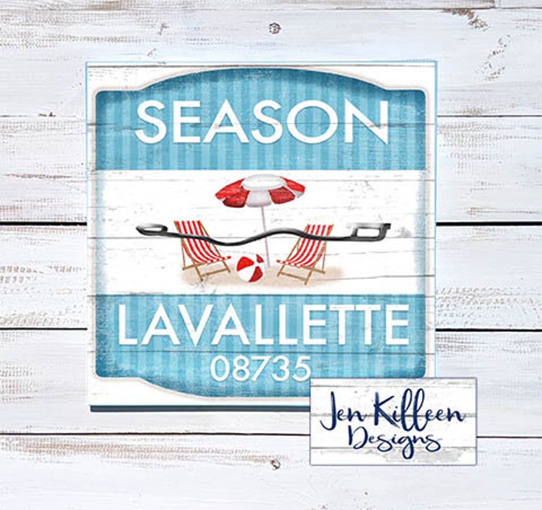Lavallette New Jersey Beach Badge Wood Sign Custom Town Etsy