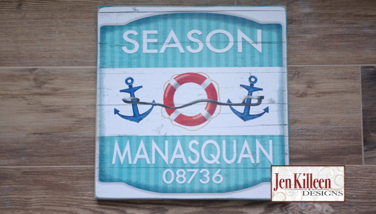 Manasquan NJ Beach Badge Wood Sign New Jersey decor Jersey Etsy