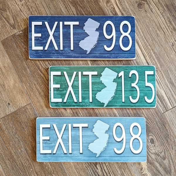 New Jersey Parkway Exit Signs, NJ wood Exit Signs, Garden State Parkway, New Jersey Exit, NJ Dorm Decor, Personalized New Jersey GIFT