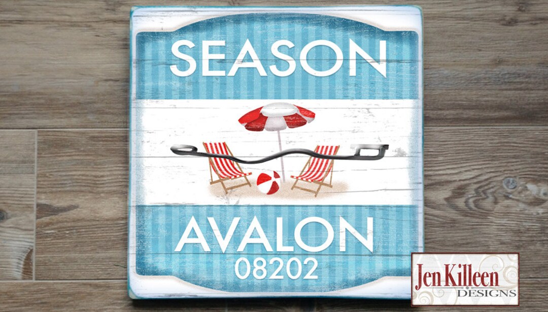 Avalon New Jersey Beach Badge Wood Sign Custom Town Sign Etsy