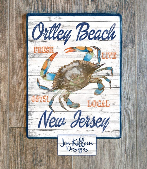 New Jersey, Jersey Shore Ortley Beach NJ Sign Blue Claw Crab Beach