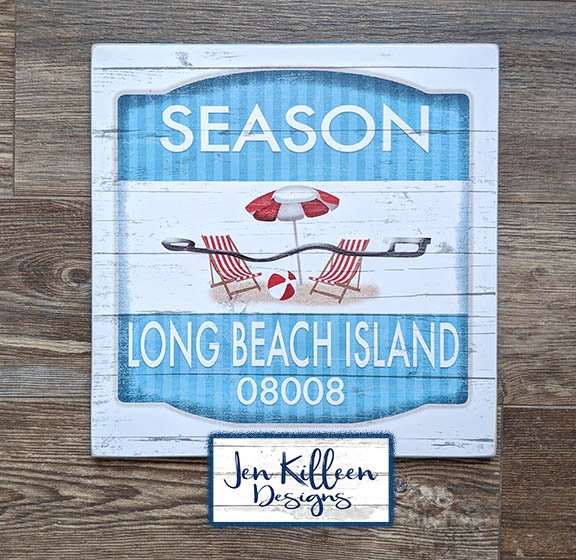 Beach Badge Sign Long Beach Island Beach Sign 12 x 12 New | Etsy