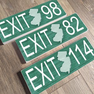New Jersey Parkway Wood Exit Signs, NJ Exit Signs, Garden State Parkway, What Exit ?, Exit 98, Exit 82, Exit 114, Custom New Jersey GIFT