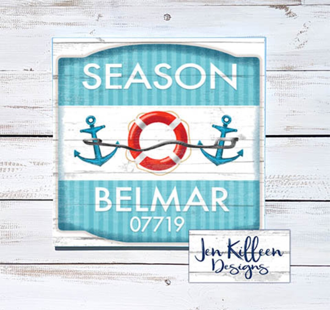 New Jersey Beach Badge Wood Sign, Custom Beach Badge 8 or 12 Jersey