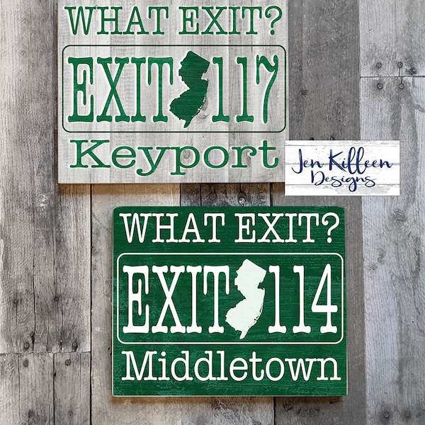 New Jersey Parkway Wood Exit Signs, 8"x10" NJ Exit Signs, Garden State Parkway, New Jersey Exit, NJ map, Down The Shore, New Jersey GIFT