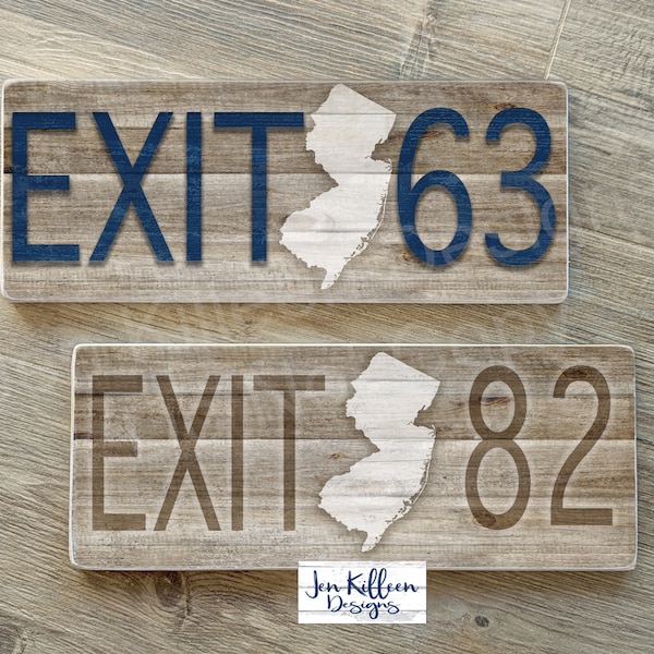 New Jersey Exit Signs, NJ Parkway Exit Signs, Garden State Parkway, Farmhouse New Jersey Exit, NJ map, Down The Shore, Central nj GIFT