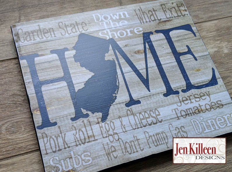 New Jersey Wall Art NJ HOME Wood Sign New Jersey Themed Wall Etsy