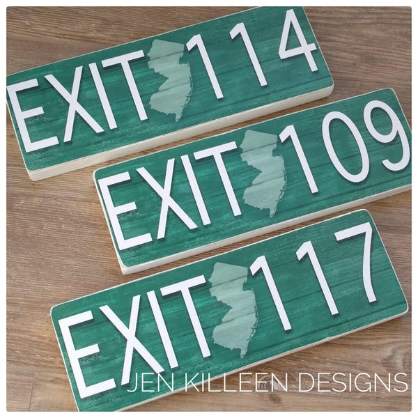 New Jersey Parkway Wood Exit Signs, NJ Exit Signs, Garden State Parkway, New Jersey Exit, NJ Dorm Decor, Personalized New Jersey GIFT