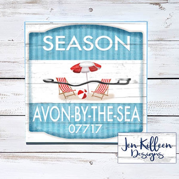 Avon by the Sea Beach Badge Sign, Personalized Beach Badge sign, NJ beach decor, Exit 98, custom town sign, Jersey Shore Gifts,