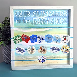 Beach Badge Display,  &quot;Our Summers at the Jersey Shore&quot;, Beach Badge holder, Beach Tag Holder, Beach Badge Collection, NJ Beaches, NJ Gift