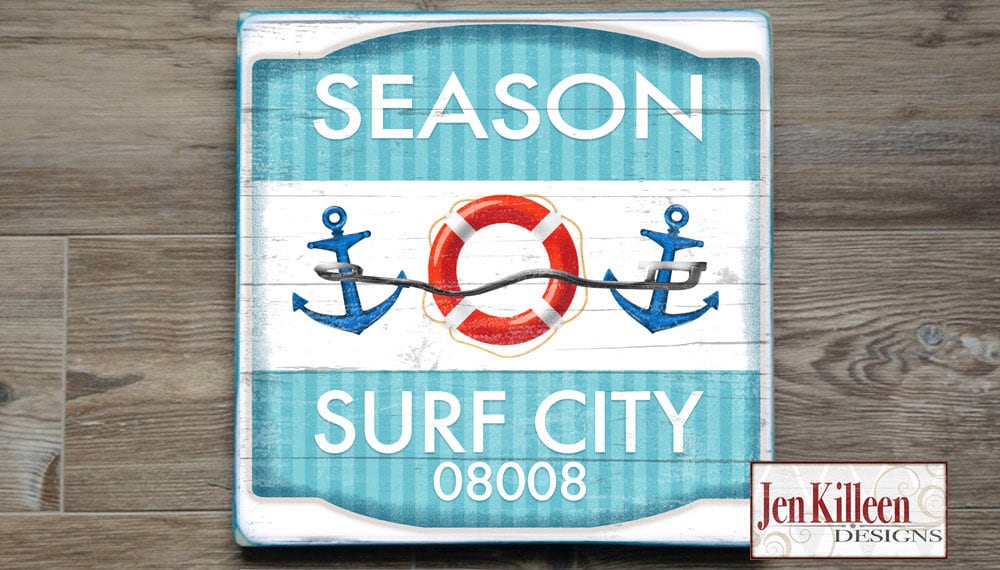 Surf City New Jersey Beach Badge Wood Sign Jersey Shore Art Etsy