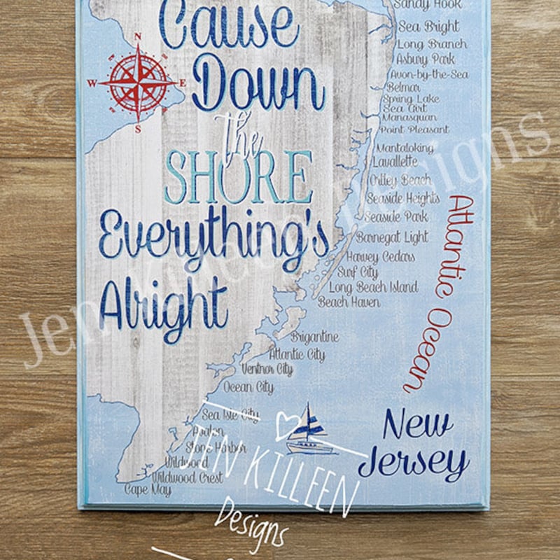Blue Map Beach Town Etsy - Il 800x800.2841750099 Dh90
