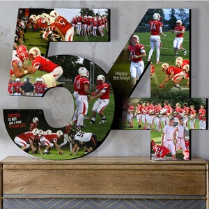 Number Photo Collage, Football Photo Gift, Wooden Numbers,  photo collage Numbers,  photo collage gift, Player Gift, photo number