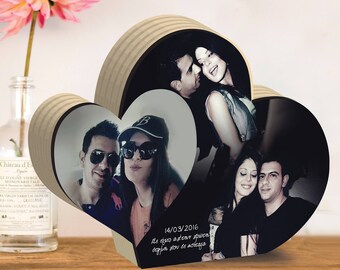 Wooden heart, Custom Heart, personalized heart, Heart photo collage, Valentine gift, Picture on Wood, boyfriend gift