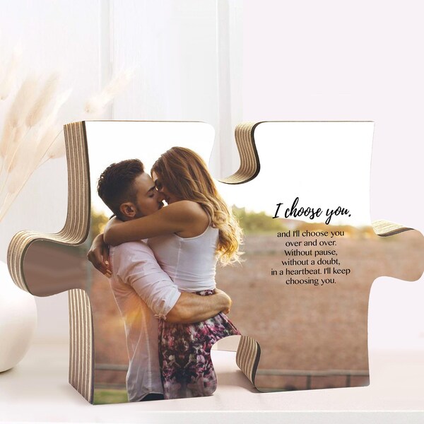 personalized puzzle, engagement gifts for couple unique,  1 year anniversary gift for boyfriend, custom puzzle from photo,