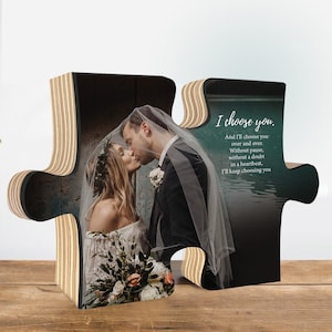 wedding gift for couple unique, personalized wedding gift wooden puzzle wedding gift for parents, personalized wooden puzzle image 3
