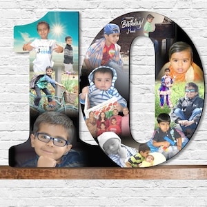 10th birthday, Custom Photo Collage, photo gift, Photo Collage, Wooden Numbers, Pictures on Wood, Personalized Gift, Daughter Gift, Son gift