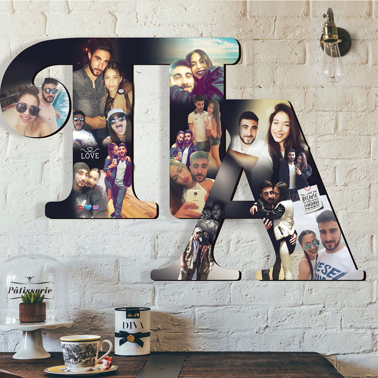 Custom Photo Collage Girlfriend Photo Gift Wooden Letter Etsy