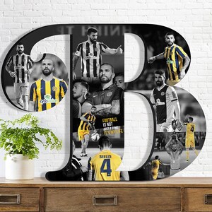 Football gift, Custom Photo Collage, Husband gift, Wooden Letter, Pictures on Wooden Letter, Personalized Gift, boyfriend photo gift,