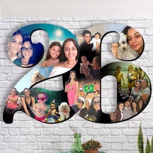 26th birthday, Custom Photo Collage, birthday photo gifts, Photo Collage, Wooden Numbers, Personalized Gift, Daughter Gift,