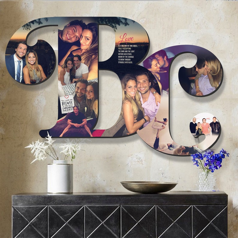 Custom Photo Collage Photo Gift Wooden Letter Girlfriend Etsy