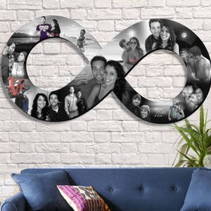 Infinity, Custom Photo Collage, Wife Photo Gift, Family Photos, Pictures on Wooden Letter, Personalized Gift, Wedding Gift, Photo gift