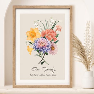 Geburtsmonat Blume, Omas Garten, Geburtsblumenstrauß, Geburtsmonat Blume Familienstrauß, Nana's Geschenk, Mimi Geschenke, individuelle Geburtsblume