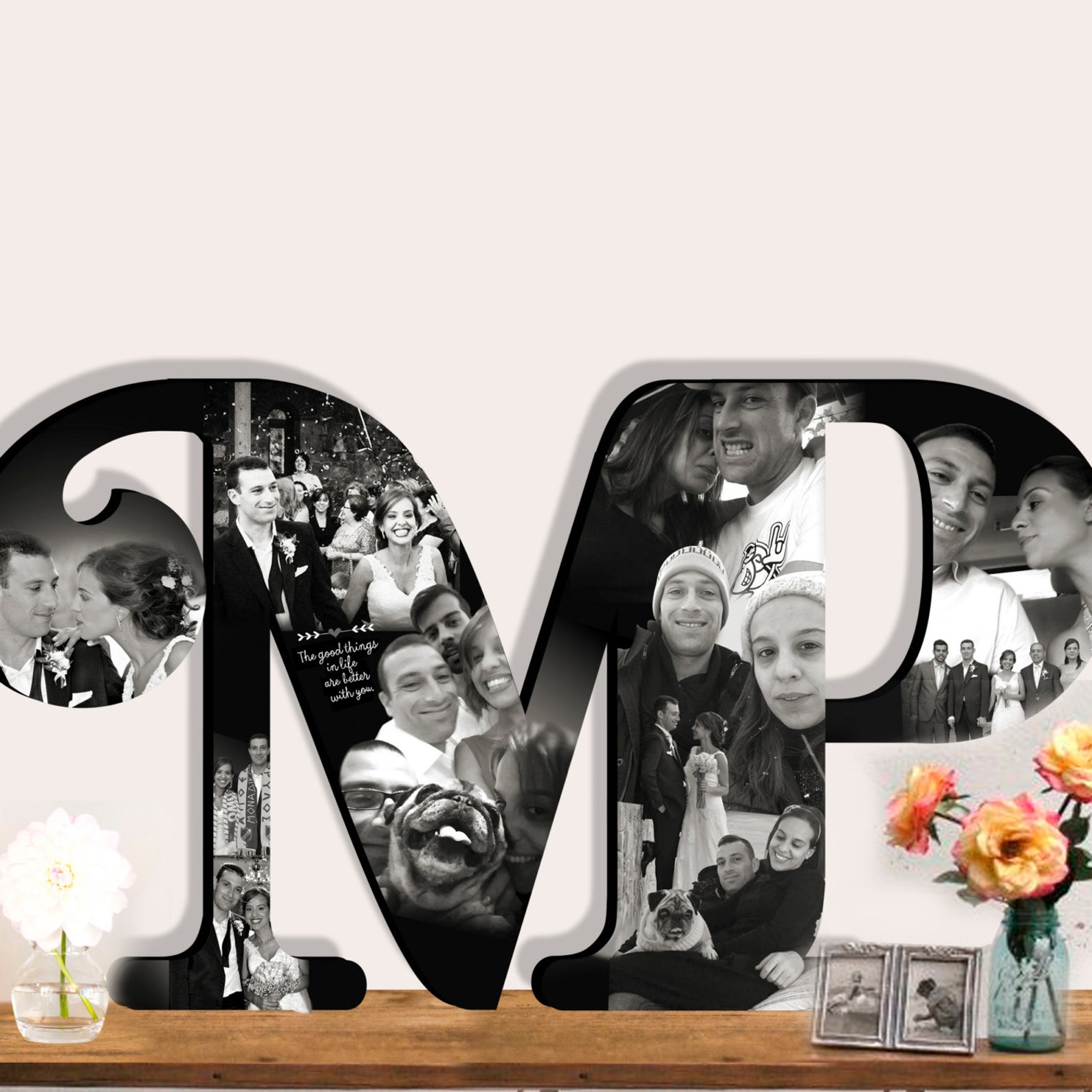 Custom Photo Collage Girlfriend Photo Gift Wooden Letter Etsy