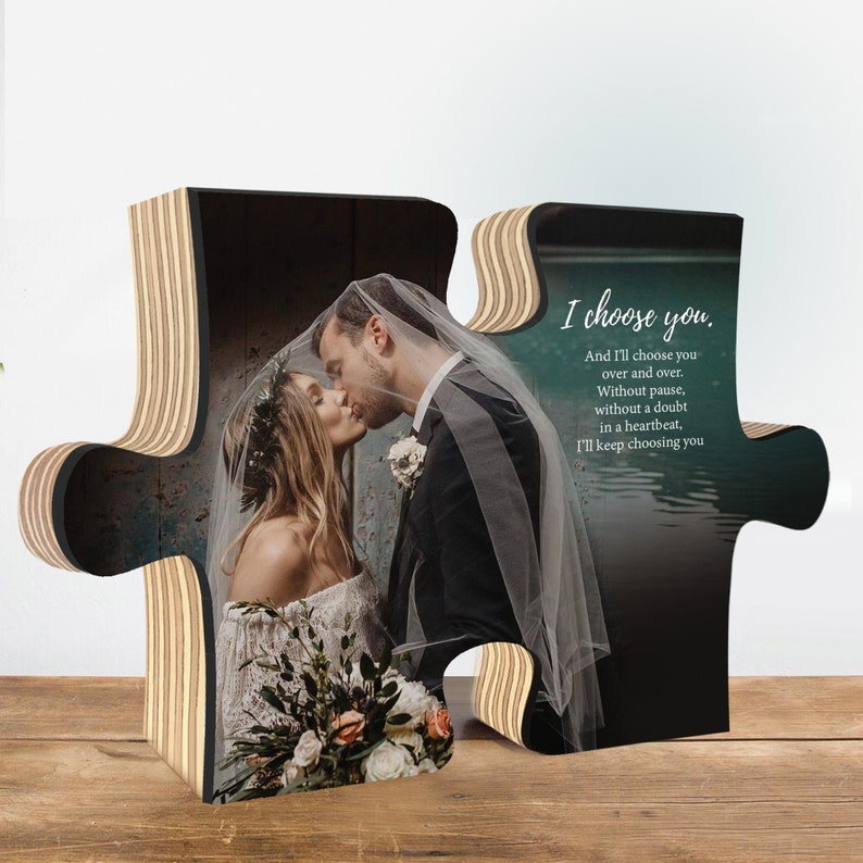 Boyfriend gift, Personalize wooden puzzle, Puzzle piece, 1 year anniversary gift for boyfriend, Personalized gift for Boyfriend, image 5