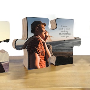 Boyfriend gift, Personalize wooden puzzle, Puzzle piece, 1 year anniversary gift for boyfriend, Personalized gift for Boyfriend, image 9