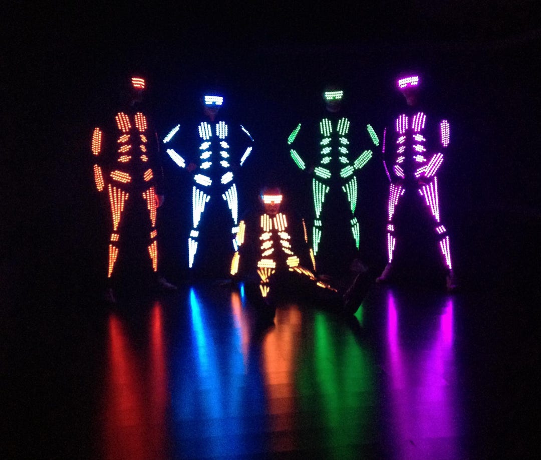 Rgb Rave RGB LED Skeleton Costume: Unisex Rave Party Outfit Light up Dance Suit ...