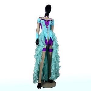 Body trapezista con gonna. Body con Strass. Catsuit da danza per donna. Costume da pole dance. Onde della gonna di danza del ventre.