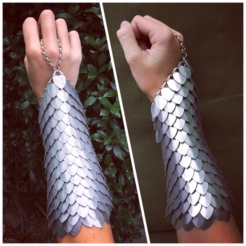 Premium Dragon Scale Bracer Silver