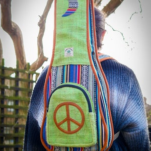 Hemp & Cotton Mandolin Case Unique Peace CND Gig Bag Hippy Festival Music Instrument Boho Eco image 2