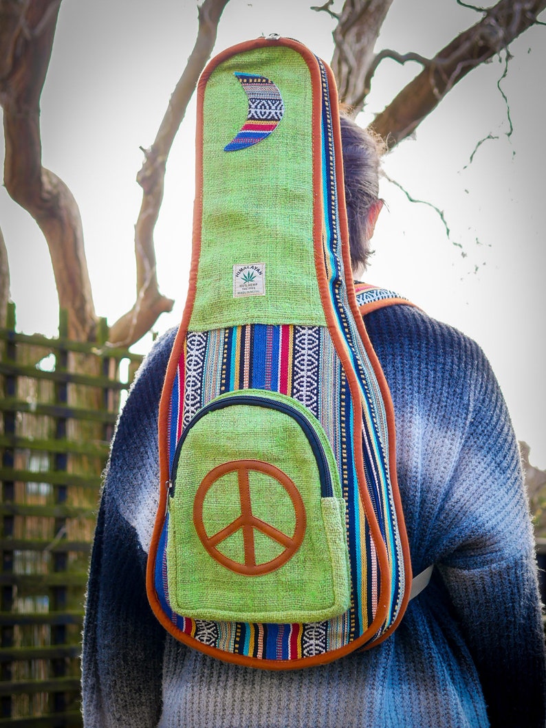 Hemp & Cotton Mandolin Case Unique Peace CND Gig Bag Hippy Festival Music Instrument Boho Eco image 2