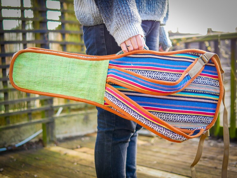 Hemp & Cotton Mandolin Case Unique Peace CND Gig Bag Hippy Festival Music Instrument Boho Eco image 3