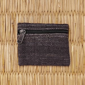 Bolsa de monedero de carbón gris - Cáñamo natural. Cartera Eco Hippy Boho