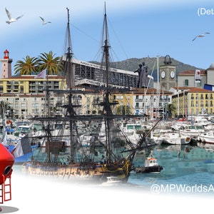 Port-Vendres 'Worlds Apart' panoramic view. Port-Vendres, south France Skyline, Cityscape Art Print. image 3