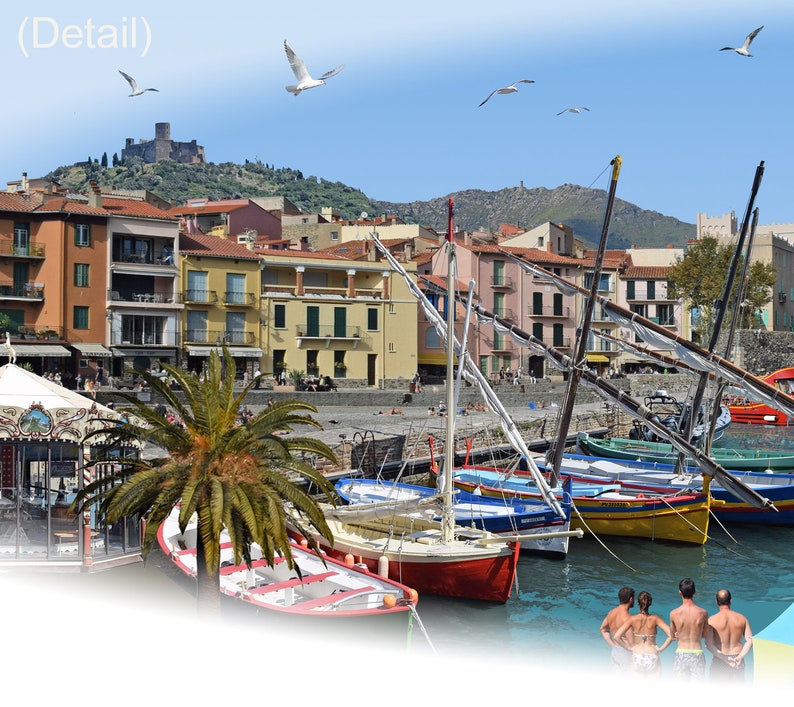 Port-Vendres 'Worlds Apart' panoramic view. Port-Vendres, south France Skyline, Cityscape Art Print. image 10