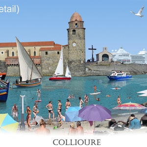 Port-Vendres 'Worlds Apart' panoramic view. Port-Vendres, south France Skyline, Cityscape Art Print. image 9